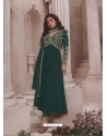 Green Chinon Embroidered Anarkali Suit