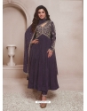 Purple Chinon Embroidered Anarkali Suit