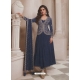 Blue Chinon Embroidered Anarkali Suit