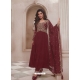 Maroon Chinon Embroidered Anarkali Suit