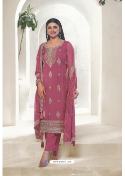 Pink Organza Embroidered Designer Suit