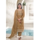 Mustard Organza Embroidered Designer Suit