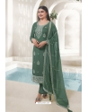 Green Organza Embroidered Designer Suit