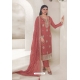 Orange Organza Embroidered Designer Suit