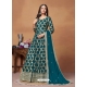 Teal Dola Jacquard Party Wear Long Gown With Dupatta