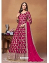 Pink Dola Jacquard Party Wear Long Gown With Dupatta