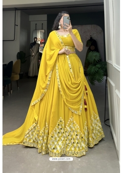 Yellow Georgette Heavy Worked Designer Lehenga Choli