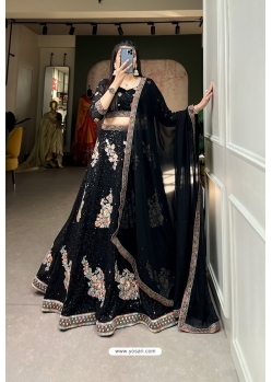 Black Georgette Sequins And Embroidered Designer Lehenga Choli
