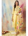 Yellow Embroidered Readymade Straight Suit