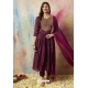 Deep Wine Embroidered Cotton Silk Readymade Suit