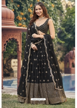 Black Georgette Embroidered Lehenga Choli