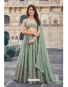 Olive Green Georgette Embroidered Lehenga Choli