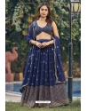 Blue Georgette Embroidered Lehenga Choli