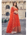 Orange Georgette Embroidered Lehenga Choli