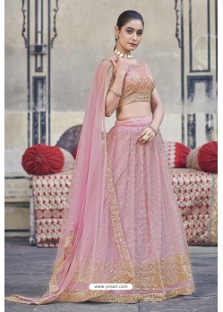 Net Embroidered Pink Lehenga Choli