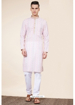 Baby Pink Heavy Cotton Digital Printed Kurta Pajama