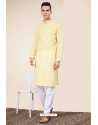 Stylish Heavy Cotton Digital Printed Kurta Pajama In Yellow