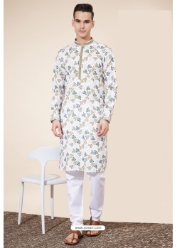 Cream Heavy Cotton Digital Printed Kurta Pajama