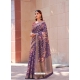 Purple Soft Weaving Zari Floral Printed Saree