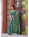 Green Soft Weaving Zari Floral Printed Saree