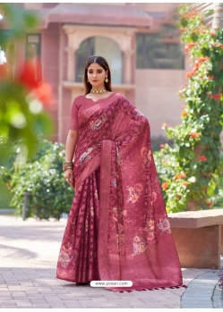 Maroon Soft Weaving Zari Floral Printed Saree