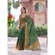 Floral Printed Soft Weaving Zari Saree In Green