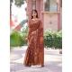 Brown Soft Weaving Zari Floral Printed Saree