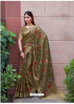 Multi Colour Soft Weaving Zari Floral Printed Saree