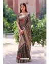 Grey Soft Weaving Zari Floral Printed Saree