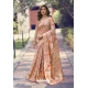 Light Orange Soft Weaving Zari Digital Printed Saree