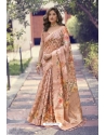 Light Orange Soft Weaving Zari Digital Printed Saree