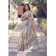 Off White Soft Weaving Zari Digital Printed Saree