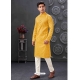 Yellow Poly Blend Mens Kurta Pajama