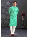 Green Poly Blend Kurta Pajama For Mens