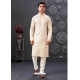 Cream Poly Blend Mens Kurta Pajama