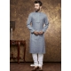 Grey Poly Cotton Digital Printed Mens Kurta Pajama