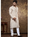 Cream Poly Cotton Digital Printed Mens Kurta Pajama