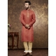 Red Poly Cotton Digital Printed Mens Kurta Pajama