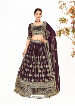 Wine Designer Heavy Georgette Lehenga Choli