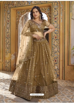 Brown Net Heavy Designer Lehenga Choli