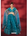 Teal Blue Net Heavy Designer Lehenga Choli