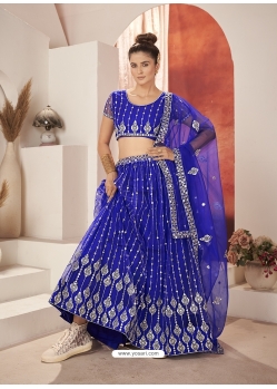 Royal Blue Blue Net Heavy Designer Lehenga Choli