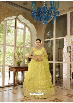 Yellow Designer Heavy Net Lehenga Choli