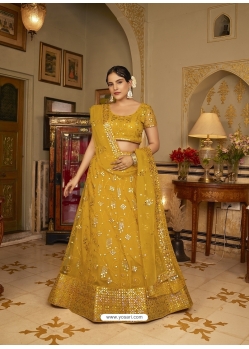 Mustard Designer Heavy Net Lehenga Choli