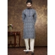 Blue Poly Cotton Digital Printed Mens Kurta Pajama