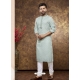 Pista Green Poly Cotton Digital Printed Mens Kurta Pajama