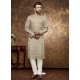 Beige Poly Cotton Digital Printed Mens Kurta Pajama