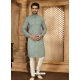 Aqua Mint Poly Cotton Digital Printed Mens Kurta Pajama