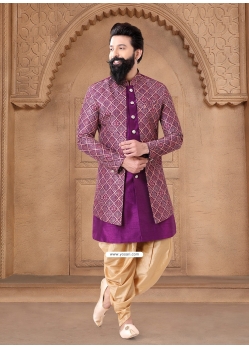 Purple Silk Sherwani Mens Wear