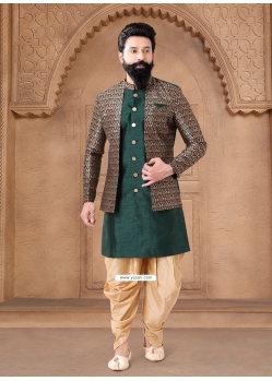 Green Silk Sherwani Mens Wear